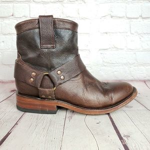 VTG Genuine Leather Ankle Harness Boots